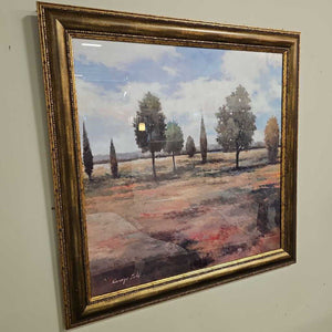 kanayo Ede "Trees out in a Field" Gold/ Framed